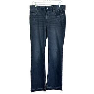 Old Navy Womens High-Rise Boot Cut Black‎ Raw Hem Jeans Size 6 Distressed
